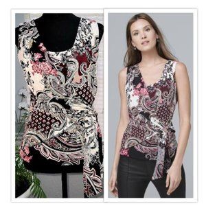White House Black Market Paisley-Print Wrap Top Shirt X-Small